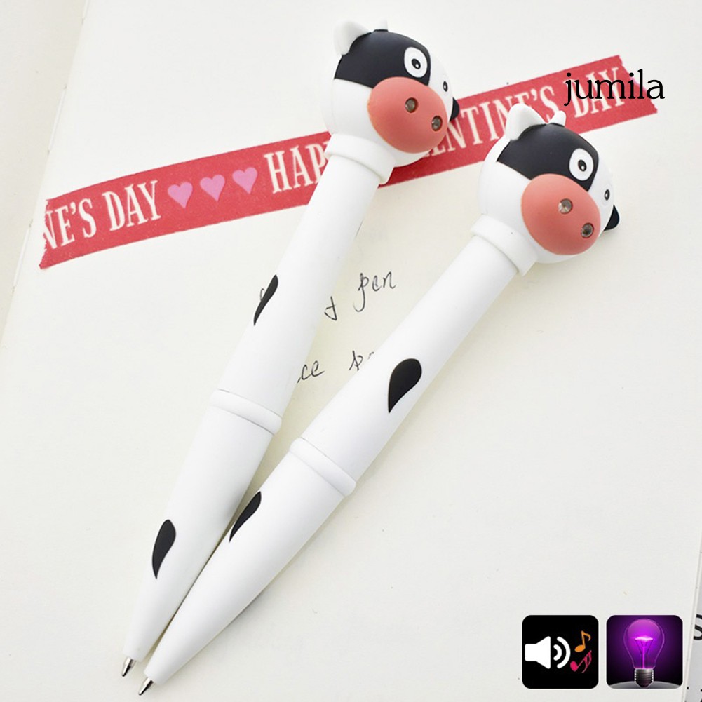 JUL Creative Cow Duck Giraffe Electronic Pen LED Light Animal Sound Kids Pen Gift
