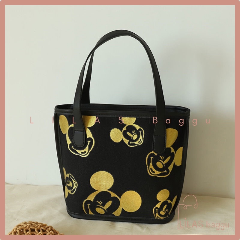 Túi Xách Nữ Tote Kẹp Nách LILAS Baggu Mickey Canvas 2 màu