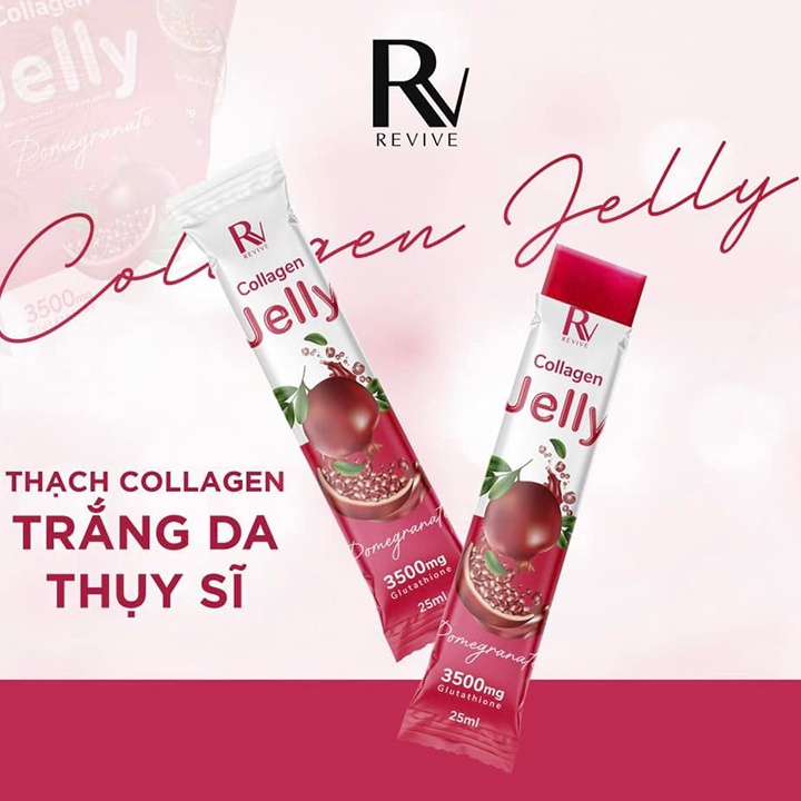 Thạch Collagen Lựu Đỏ Thụy Sĩ Hộp 7Gói, Thạch Trắng Da Jelly Giúp Da Trắng Hồng Hào Ngăn Ngừa Lão Hoá