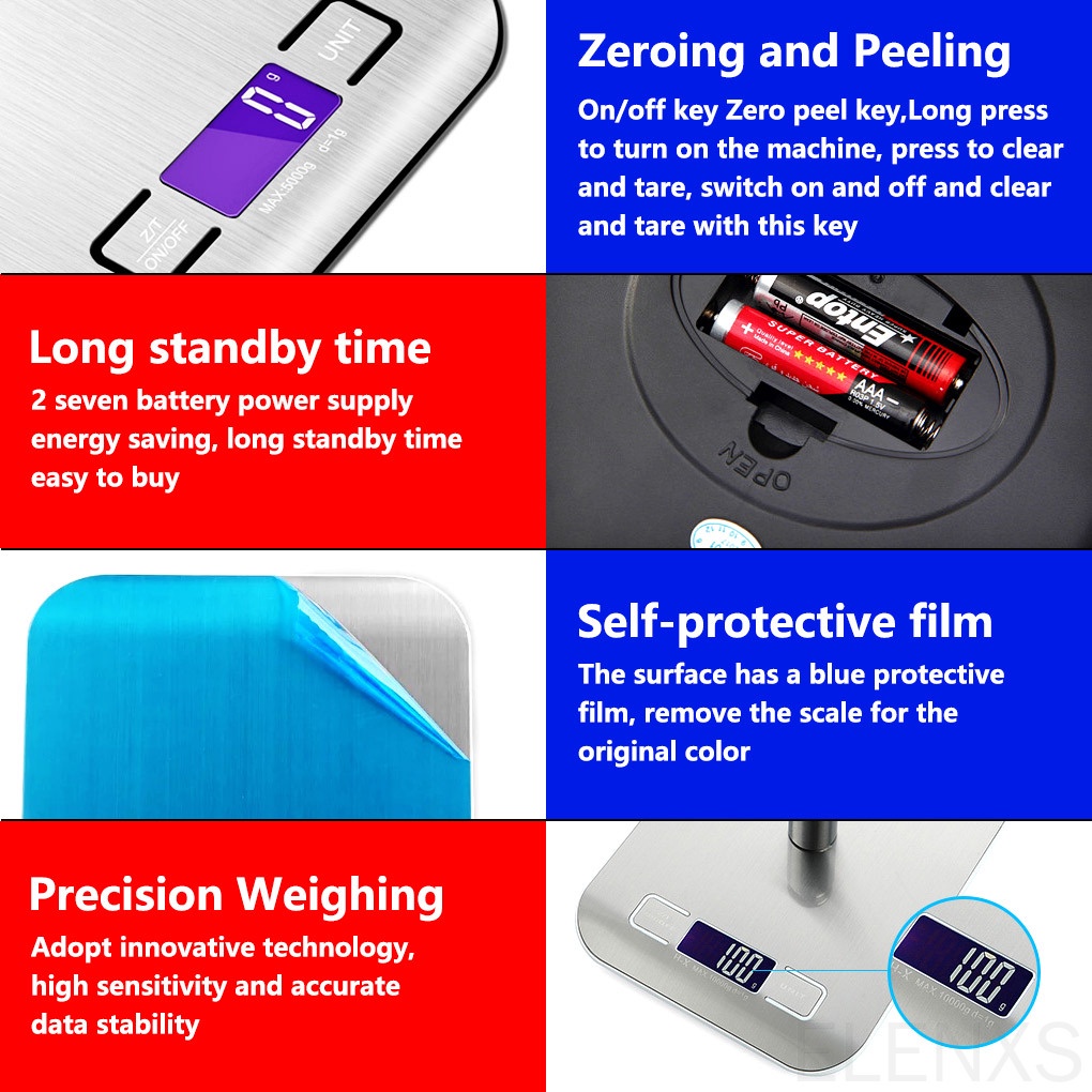 Cân thực phẩm kỹ thuật số cao cấp chất liệu thép không gỉ đa năng dùng nấu ăn cho nhà bếp