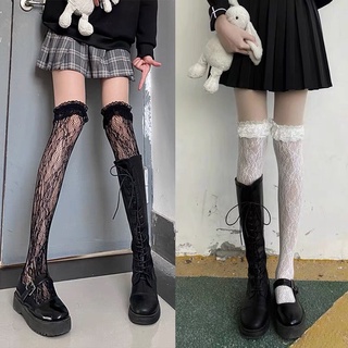 Tất dài đến đầu gối kiểu lolita phối ren thời trang cho nữ 