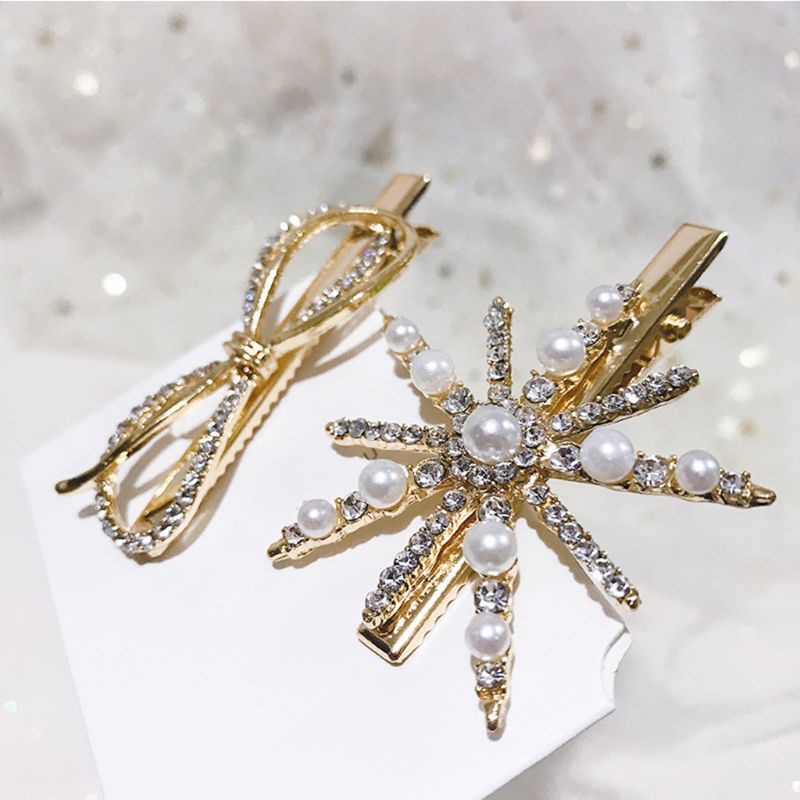 Kẹp Tóc Cá Sấu Đính Đá / Ngọc Trai / Ngôi Sao Bằng Hợp Kim Phong Cách Hàn Quốc Cho