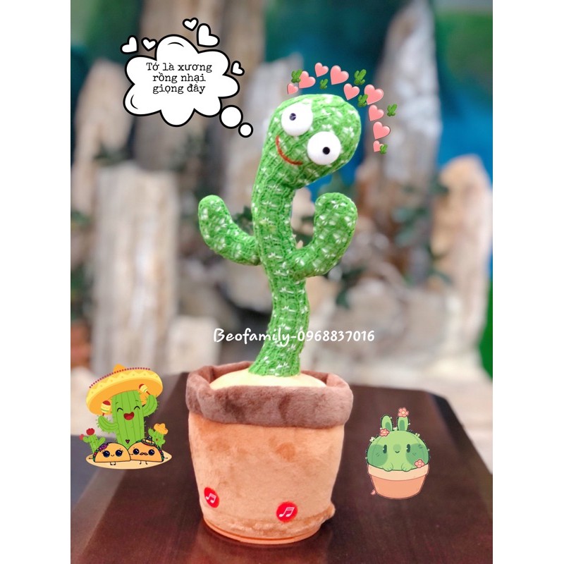 🌵Xương Rồng Nhảy Múa, Phát triển kĩ năng, Ghi Âm, Nhại Giọng,120 Bài Hát,Sạc Cổng USB - BEOFAMILY
