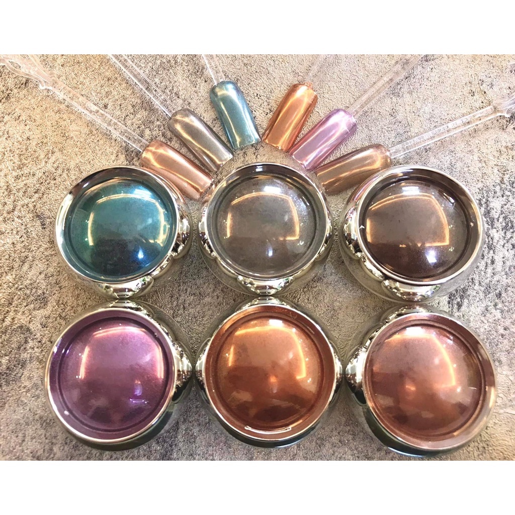 (hàng mới về )Sét tráng gương nail 6 hũ , Tráng gương trang trí móng tay