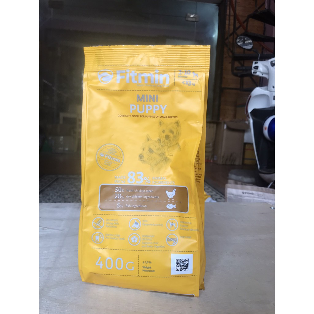 Fitmin Dog Mini Puppy 400g - Thức Ăn Cho Giống Chó Nhỏ, Chó Mang Thai, Cho Con Bú Từ 2 - 10 Tháng 400G