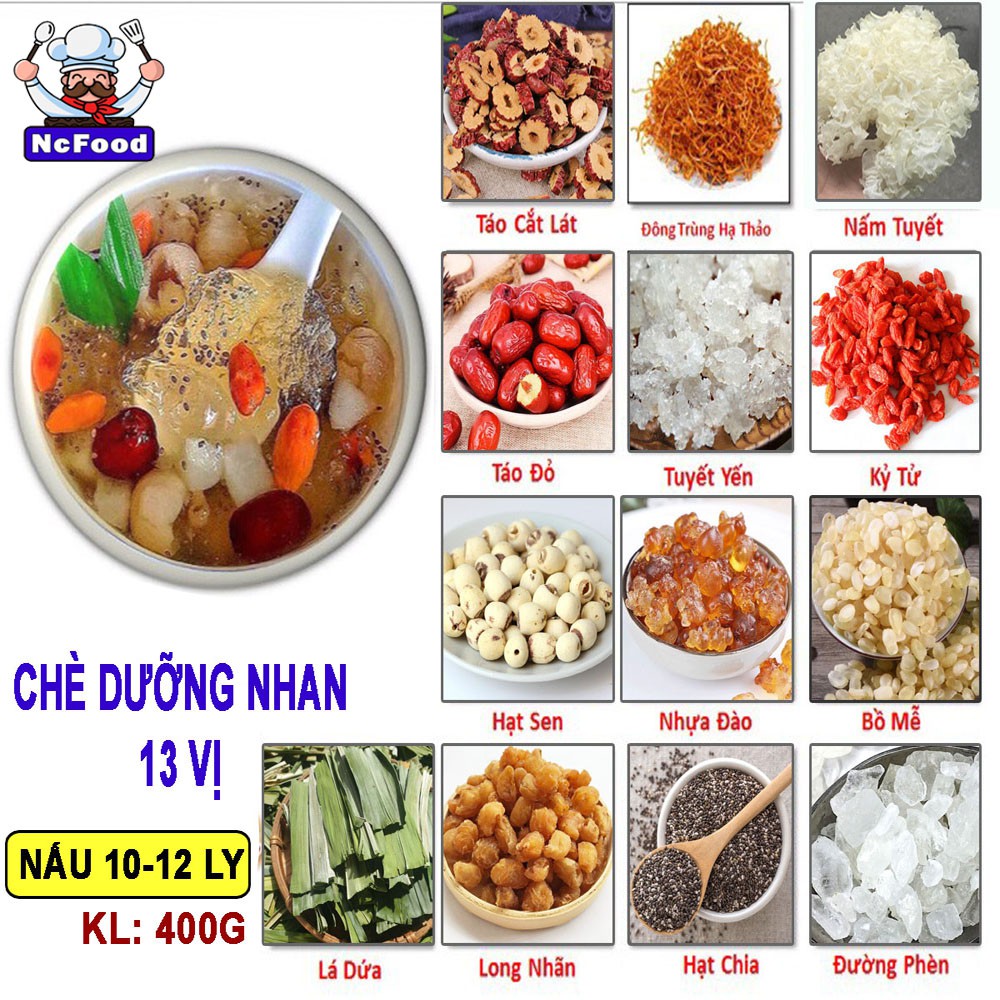 Set Chè Tuyết Yến Dưỡng Nhan 13 Vị 400gr (Nấu 10-12 Ly) NCFOOD