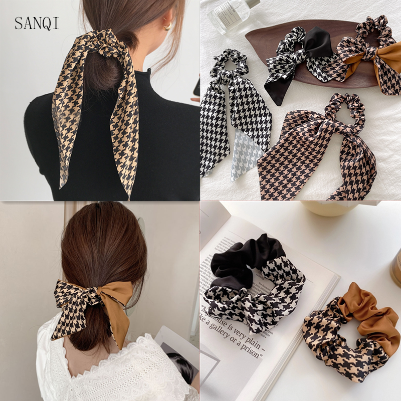 Thun Cột Tóc Họa Tiết Cổ Điển Thời Trang Cho Nữ