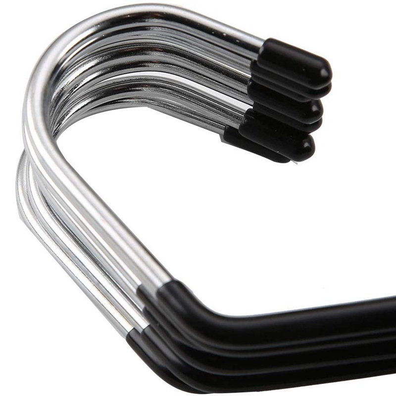 Set 10 móc treo quần dài bằng kim loại màu đen chống trượt tiện lợi cho gia đình