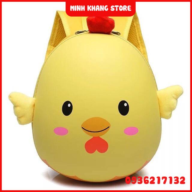 Balo mầm non cho bé, hình con vật, hình trứng gà, nhiều màu. Thích hợp cho cả bé trai và bé gái.