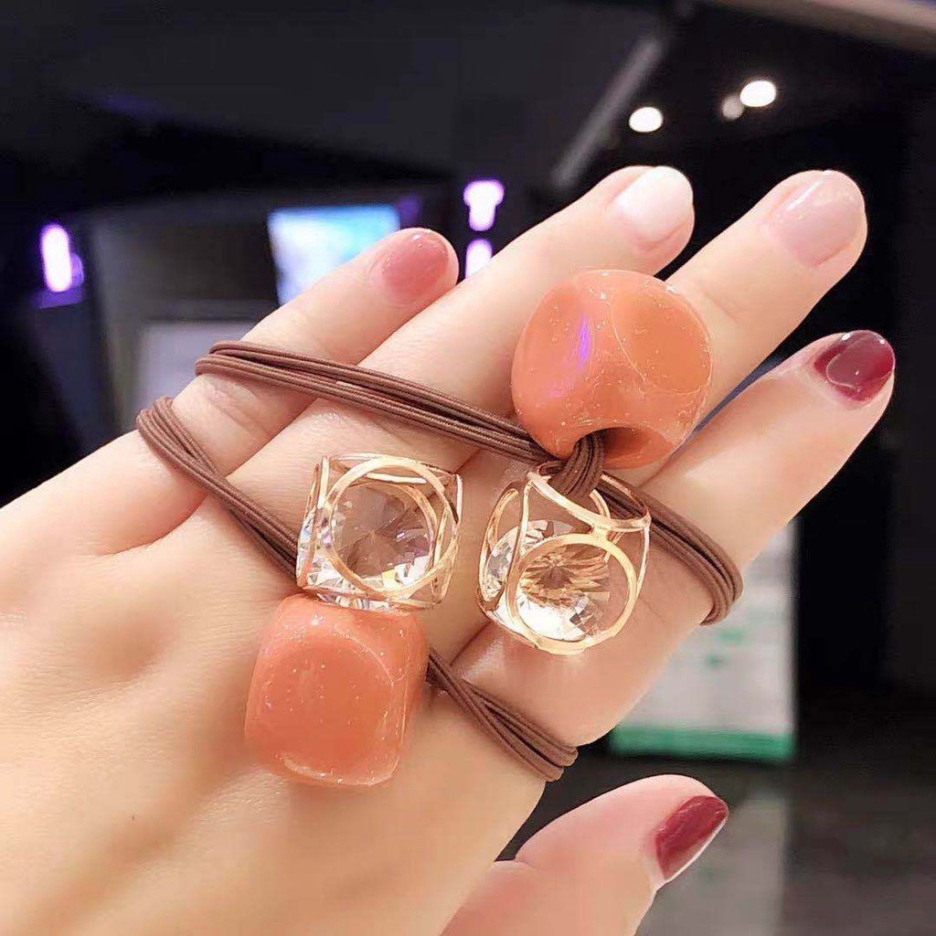 Dây buộc tóc đính đá phong cách xinh xắn đáng yêu dành cho nữ