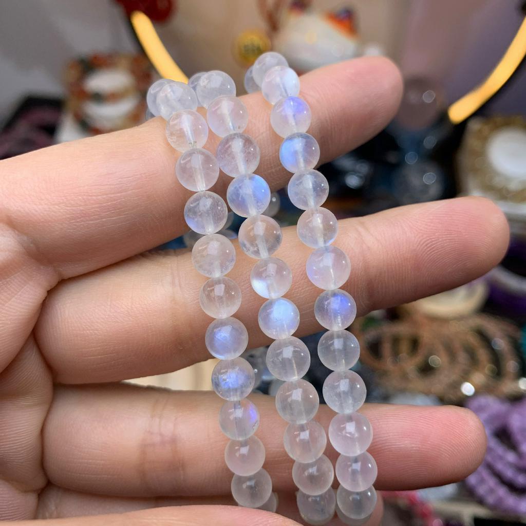 Chuỗi quấn 3 vòng Đá Mặtt Trăng Moonsttone [TẶNG HỘP GỖ] Mệnh Kim, Thủy - Phong Thủy Tây Tạng