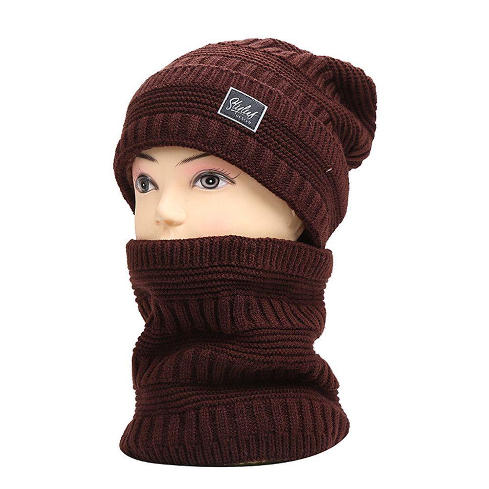 Mũ beanie Kết Hợp Khăn Choàng Mềm Mại Giữ Ấm Thời Trang Cho Nam Nữ