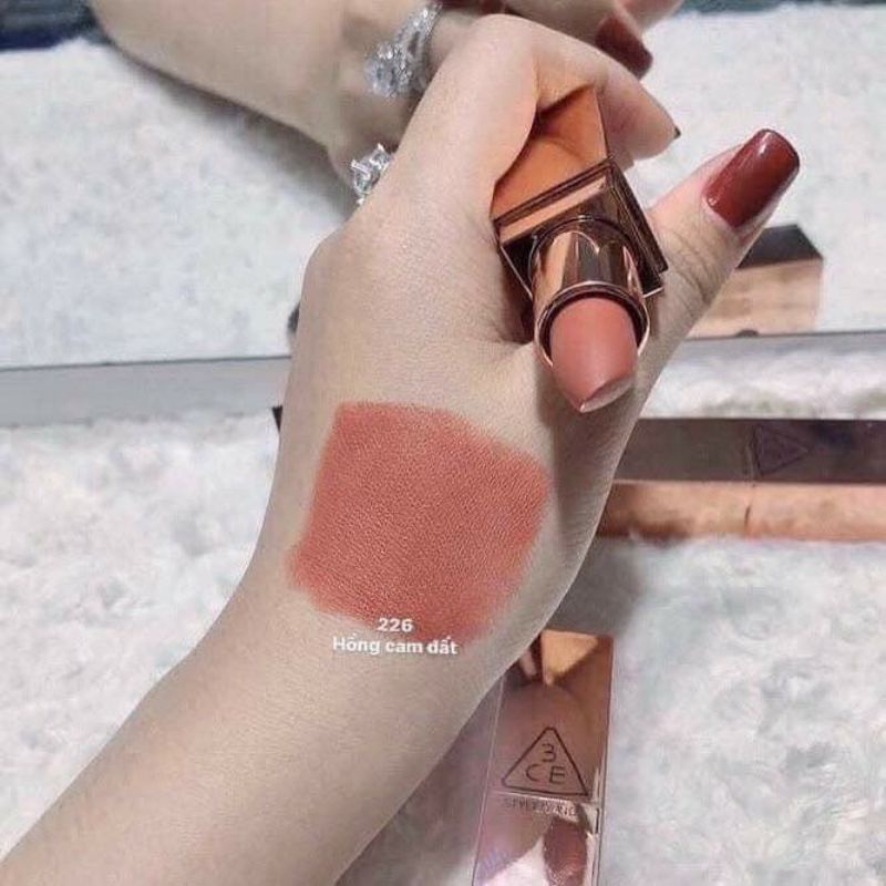 Son Lì 3CE Matte Lip Color Vỏ Vàng 226~ Cam Hồng Đất