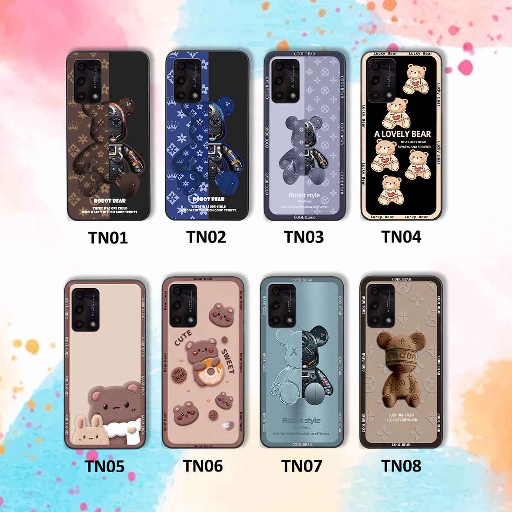 Ốp Oppo A74 / A94 / A95 bear brick, gấu đáng yêu, dễ thương