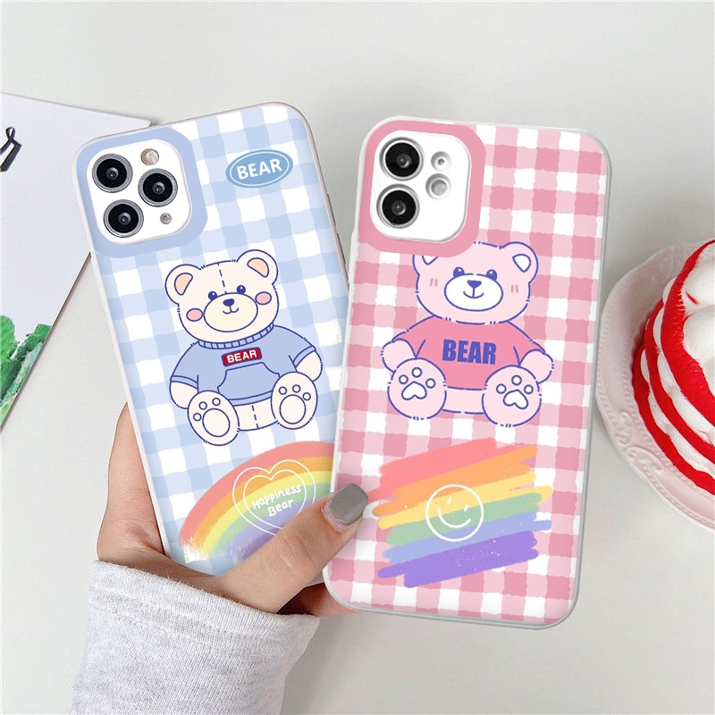 Ốp lưng iphone bear rainbow ốp iphone cạnh vuông cầu vồng 11promax 7plus 8plus 12promax 13promax 6 6plus x xr xsmax