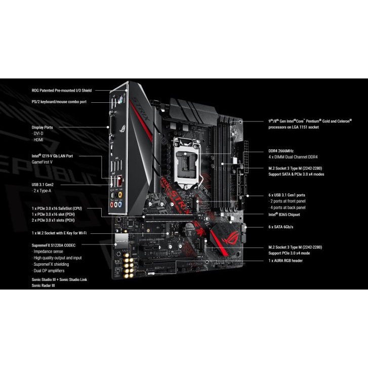 Mainboard ASUS Rog Strix B365-G Gaming - Bảo hành 36 Tháng