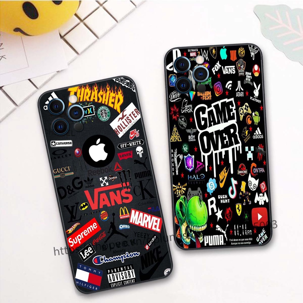 Ốp lưng Iphone 11 / 11 Pro / 11 Pro Max in hình thương hiệu thời trang đa sắc cá tính cạnh viền vuông