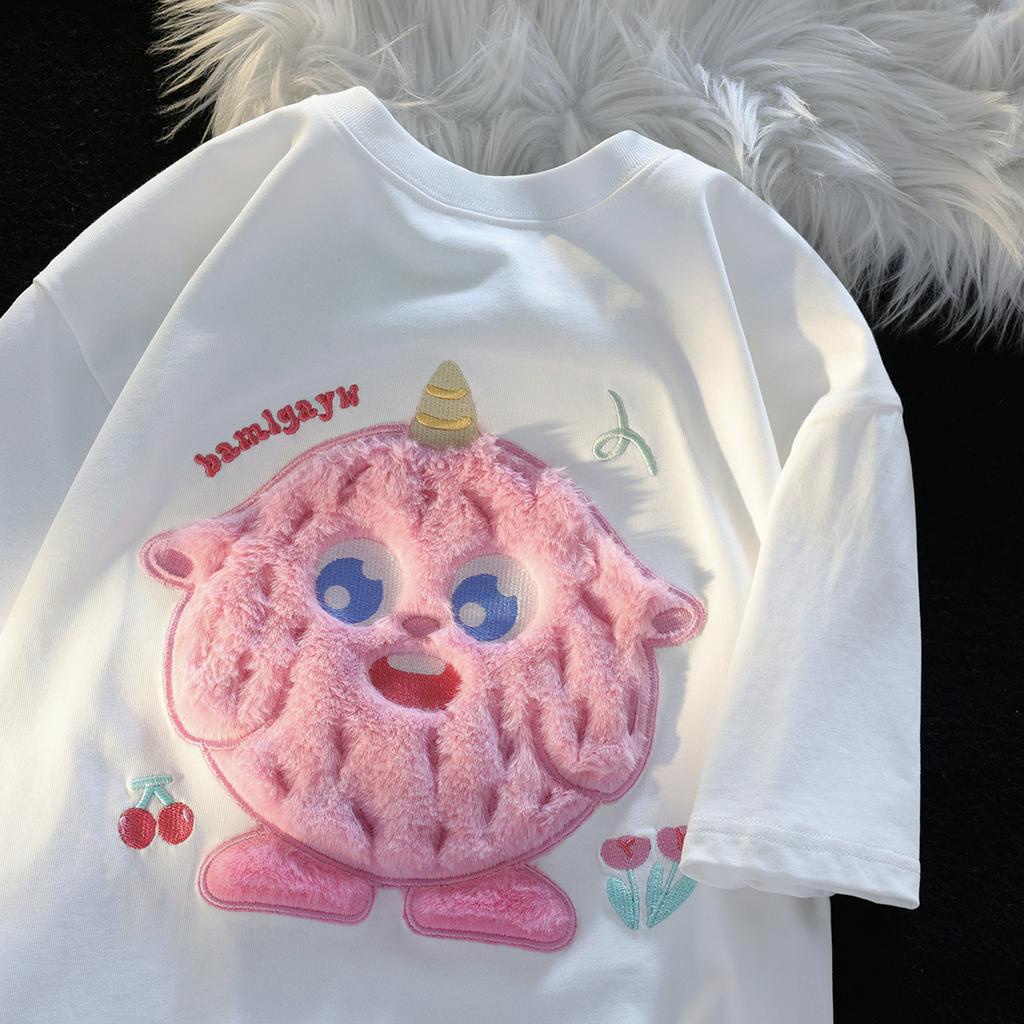 HIIXIIVI Áo Thun 100% cotton Tay Ngắn Cổ Tròn Thời Trang Mùa Hè Phong Cách Hàn Quốc Cho Nữ