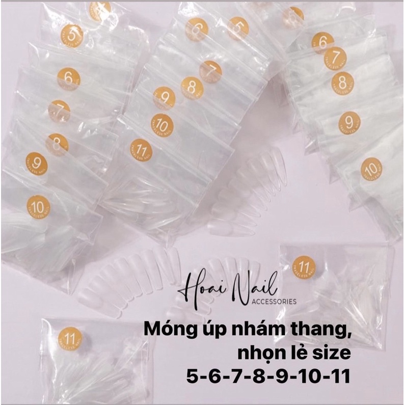 Móng úp nhám thang, nhọn bán lẻ size 5-6-7-8-9-10-11 fom to hơn móng trong hộp 2 size