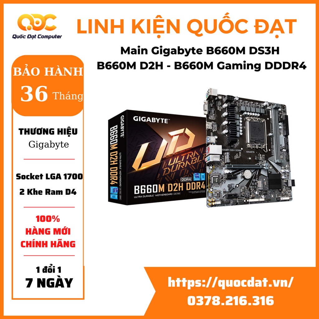Bo mạch chủ Mainboard Gigabyte B660M DS3H/ B660M D2H/ B660M Gaming DDDR4 Chính Hãng - Bảo Hành 36 tháng