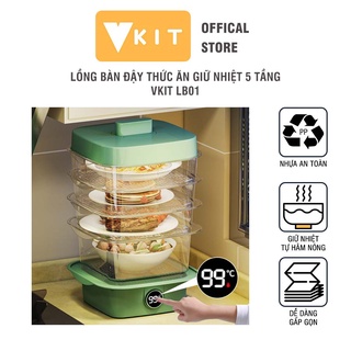 Lồng bàn đậy thức ăn giữ nhiệt 5 Tầng (4+1 tầng) [Nâng cấp 2021] VKIT LB01