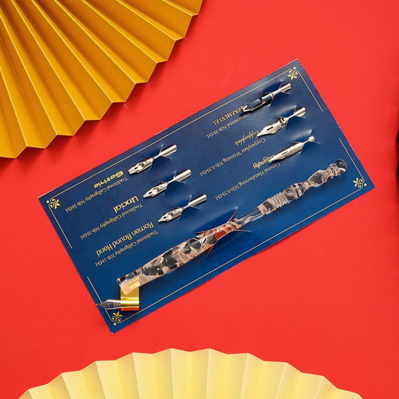 Giá Đỡ Bút Thư Pháp Manga Cổ Điển Kèm 6 Ngòi Thay Thế Dùng Vẽ Tranh Chữ Nghệ Thuật