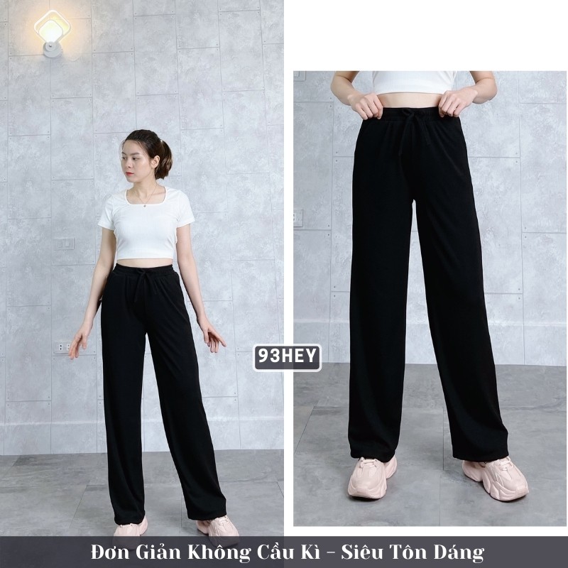 Quần Suông Ống Rộng Lưng Cao Cạp Chun Vải Tăm Culottes Dáng Dài 93HEY QOR02
