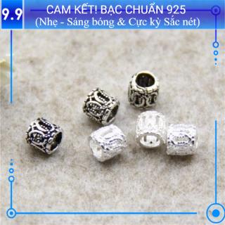 Charm bạc s925 trụ nối hoa văn AH044