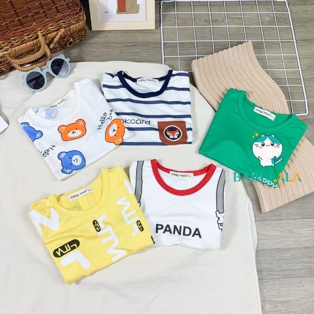 Đồ Bộ Minky Mom Cộc Tay Cho Bé Trai Bé Gái Vải Thun Lạnh-Set Bộ Tay Ngắn 1 2 3 4 5 6 Tuổi Babulala CT24