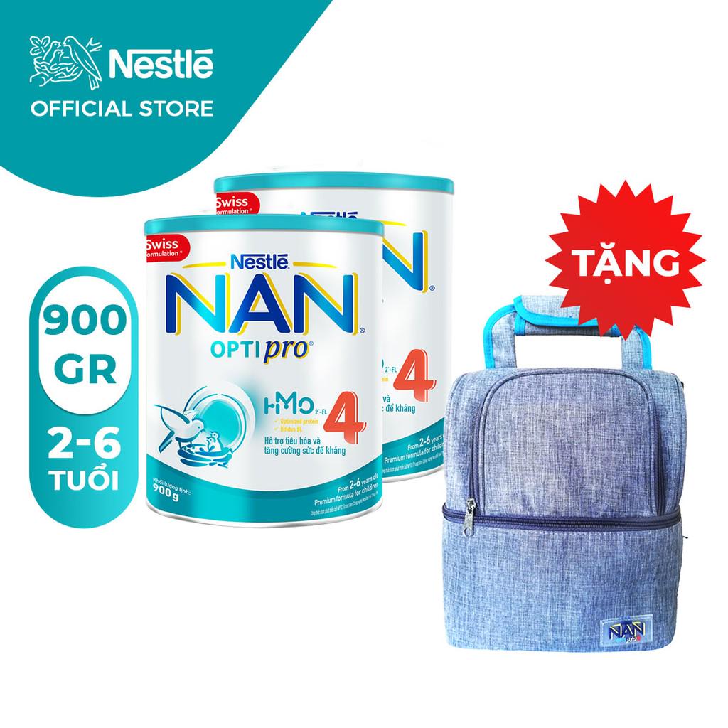 [Mã FMCG80 giảm 10% đơn từ 400K] [Tặng 1 Balo Cho Mẹ] Combo 2 Lon Sữa Bột Nestle NAN Optipro 4 (900g/hộp)