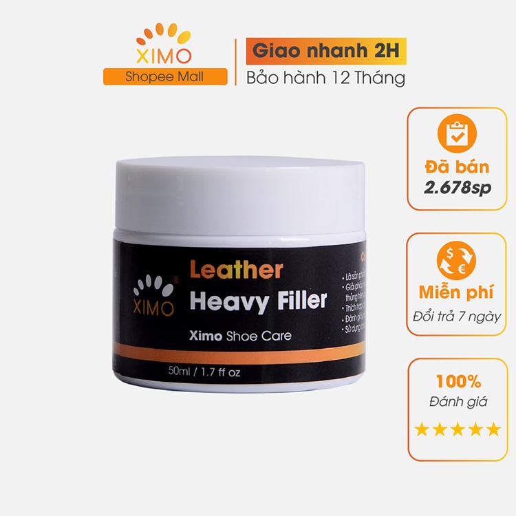 Kem Bả Ma Tít Heavy Filler XIMO 50ml Chuyên Vá, Sửa Chữa Vết Rạn Nứt, Bong Tróc Trên Da Giày, Ghế, Túi, Ví XXI09