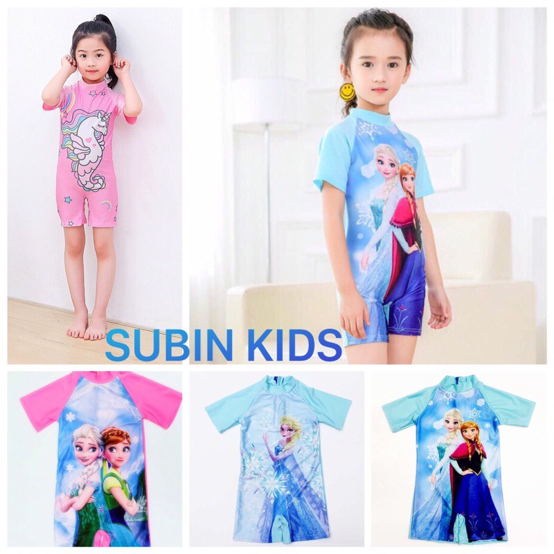 (hàng QC) Bộ bơi liền cho bé gái Elsa sz 10-28kg đồ bơi trẻ em nữ ( hàng sẵn, ship HOẢ TỐC) SUBIN kids