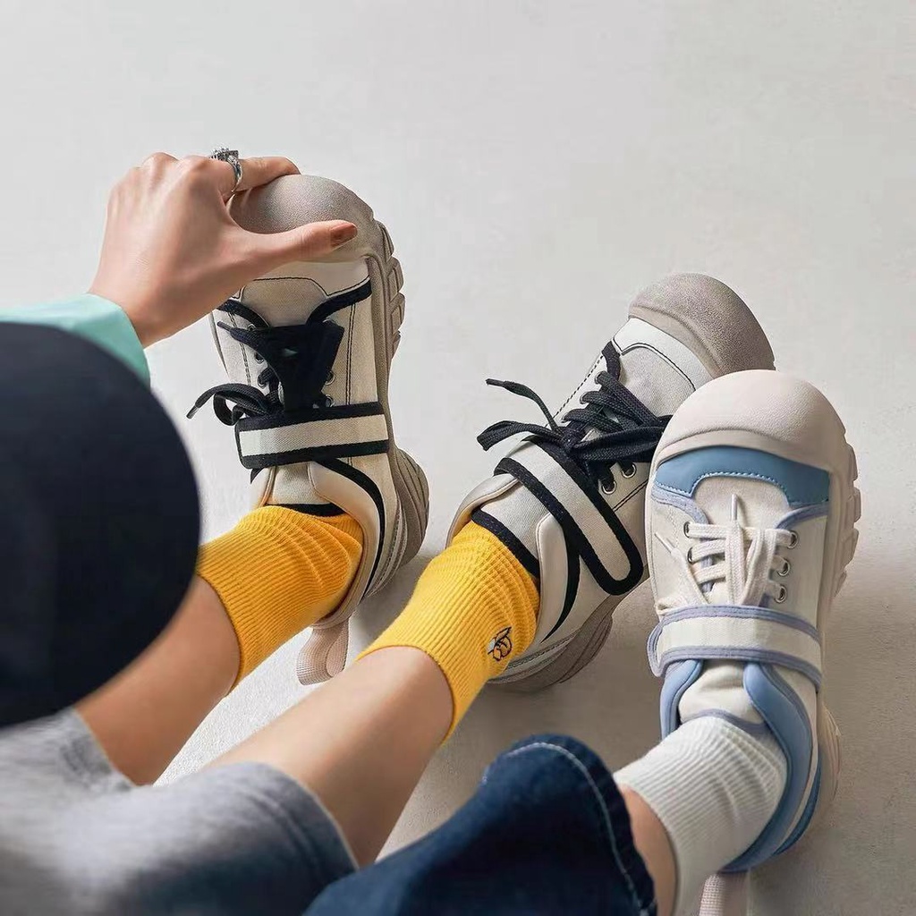Oeteo Giày Thể Thao Canvas Khóa Dán Thời Trang Năng Động Cho Nữ