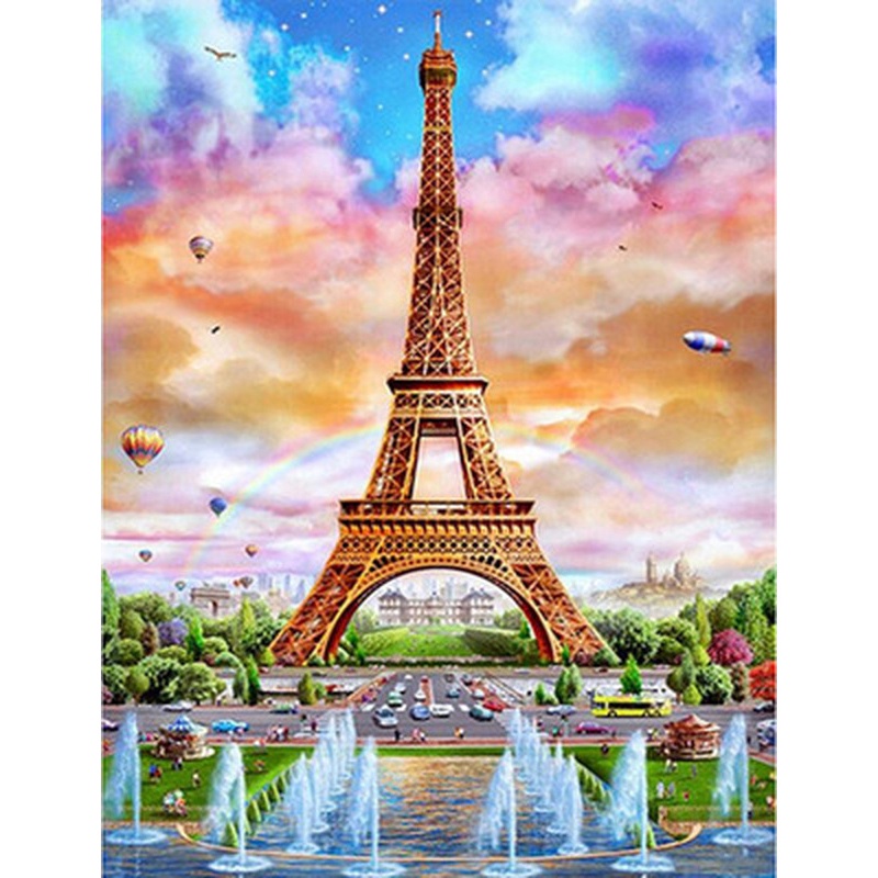 Tranh Đính Đá 5d Tự Làm Hình Tháp Eiffel Trang Trí Nhà Cửa