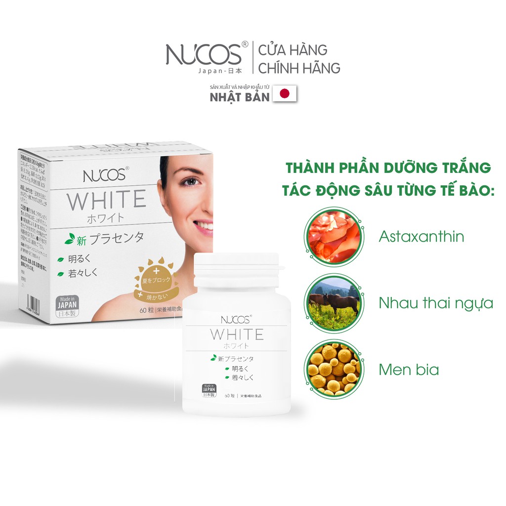 [Mã FMCG100K - 10% đơn 500K] Viên uống trắng da giảm thâm nám chống nắng Nucos White 60 viên | BigBuy360 - bigbuy360.vn