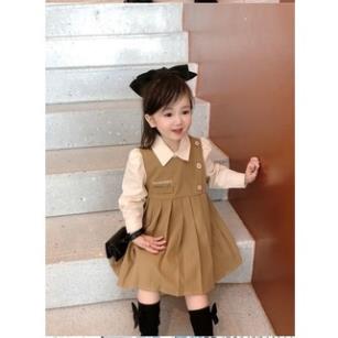 FREE SHIP CAM KẾT CHẤT ĐẸP áo sơ mi kết hợp váy ngoài cực đẹp cho bé gái. Cam kết y hình