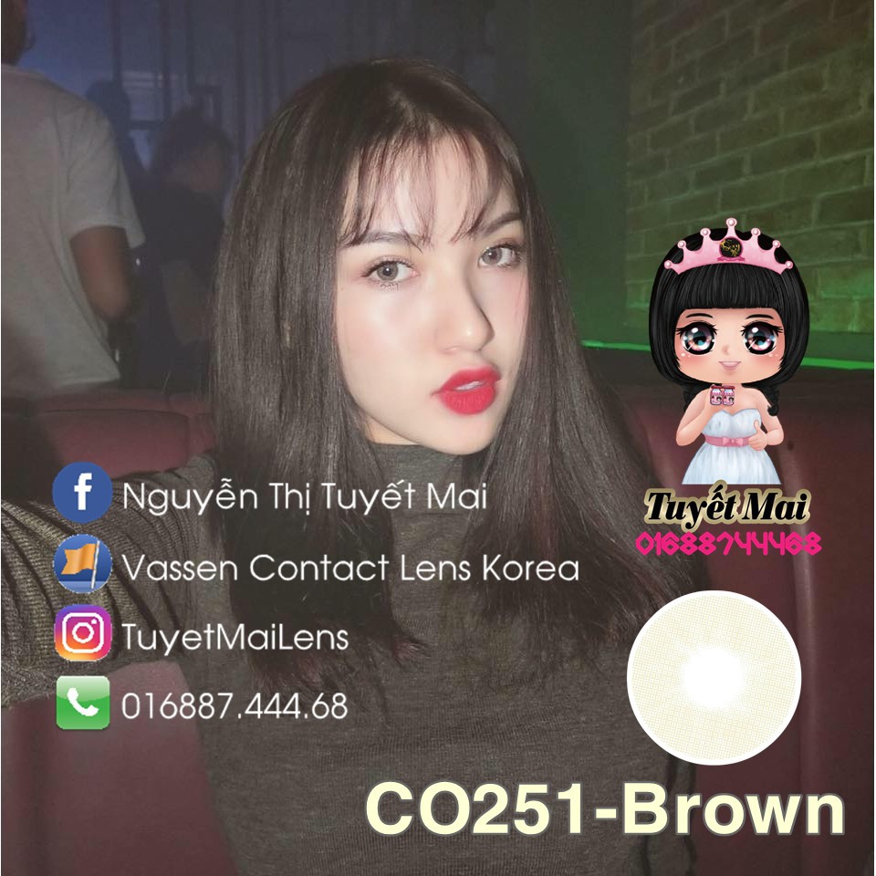 Lens Nâu Tây Co251 Brown 14mm 0 Độ - Kính Áp Tròng Vassen Hàn Quốc