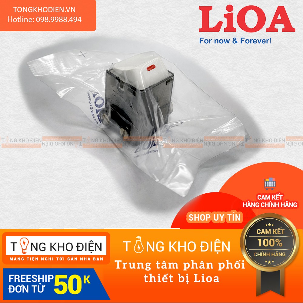 Hạt bình nóng lạnh (20A) vuông LiOA, màu TRẮNG, tiếp điểm ĐỒNG