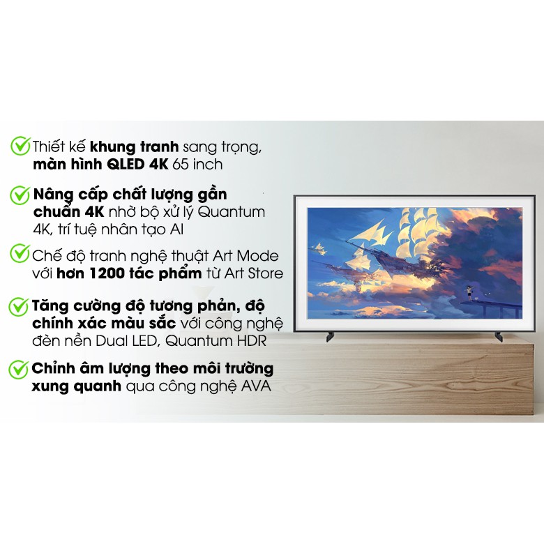 Smart Tivi Khung Tranh The Frame QLED Samsung 4K 65 inch QA65LS03T (Miễn phí giao tại HCM-ngoài tỉnh liên hệ shop)