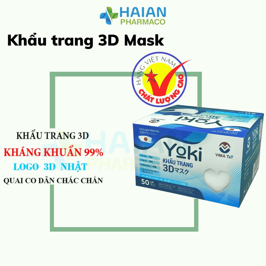 Khẩu trang 3D  Yoki Hộp 50 cái size M sử dụng công nghệ dập nhật bản