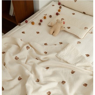 [ Chebebe ] New Chăn Xô 6 Lớp Chezbebe Thêu Hình Gấu Shegomi (85x135cm)