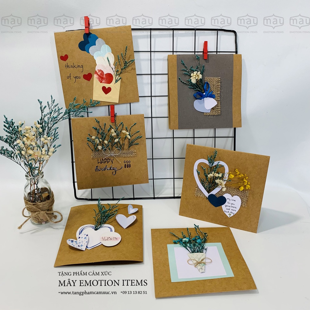 Thiệp chúc mừng, tình yêu thủ công 15*15cm kèm phong thư, thiệp handmade, thiệp tự làm, thiệp trái tim