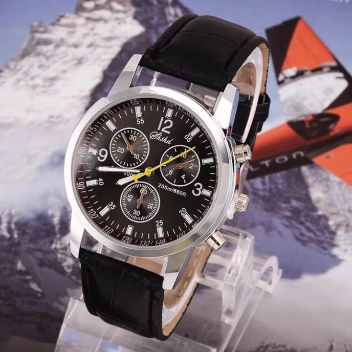 Đồng hồ nam dây da SHSHD đồng hồ nam đẹp viền thép thời trang