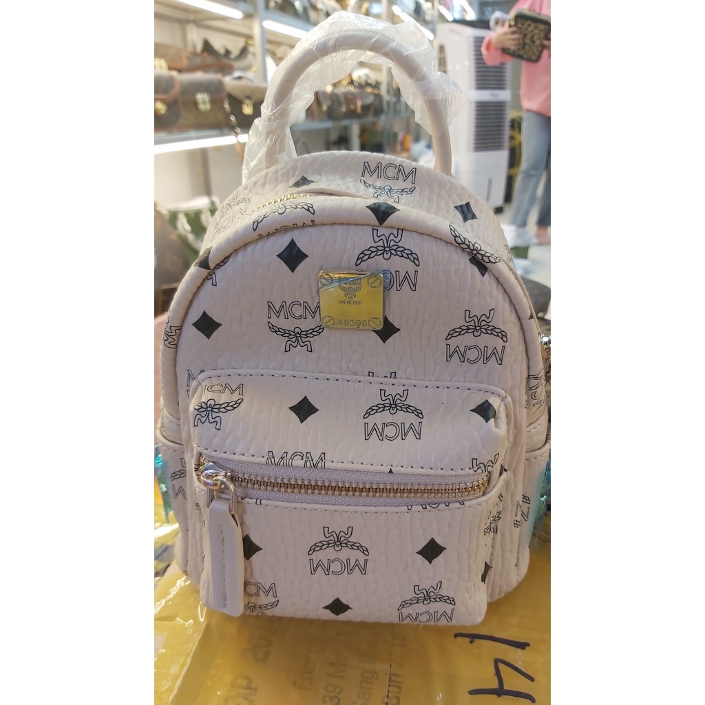 Túi Balo MCM cao cấp size nhỏ mini, có hộp, ví, móc khóa cún  Full box bill