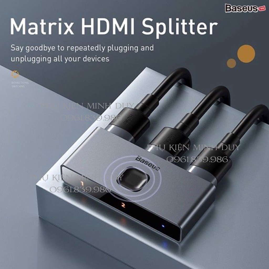 Thiết bị chia cổng HDMI 2 chiều Baseus Matrix HDMI Splitter (2 Devices to 1 Screen or 1 Device to 2 Screen...)