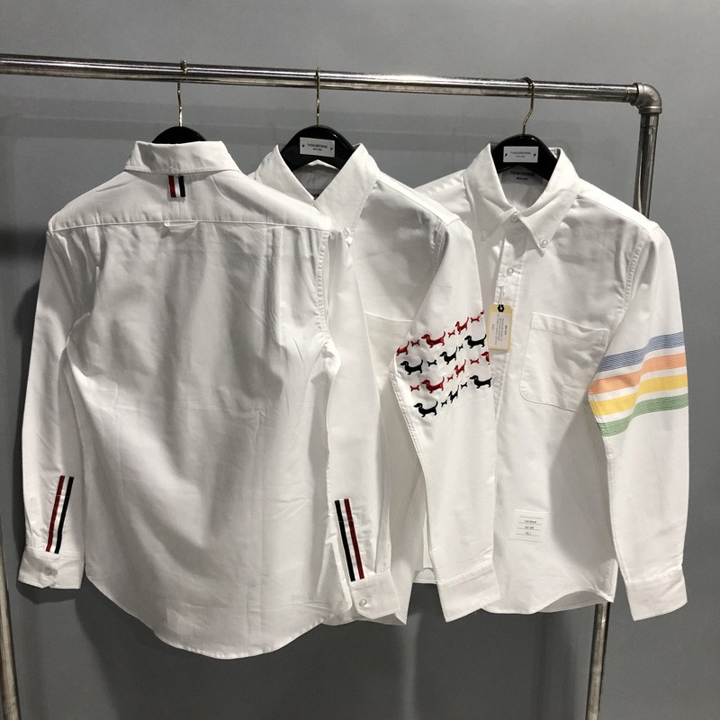 (3 MÀU) SƠ MI THOM BROWNE TRẮNG HOẠ TIẾT