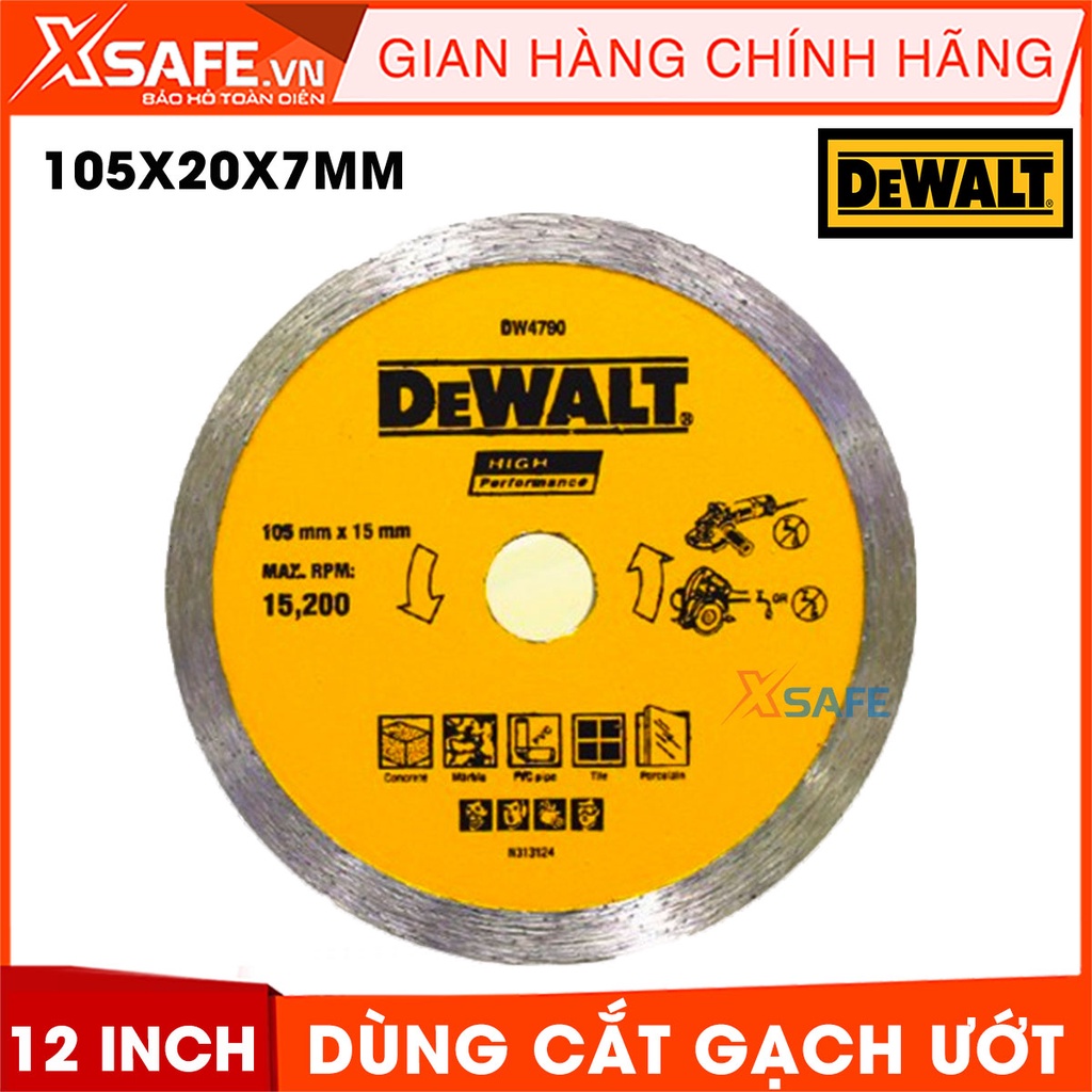 Đĩa cắt ướt DEWALT DW4790-B1 105x20x7mm công nghệ Mỹ Lưỡi cắt DeWalt đường kính lưỡi cắt 105mm dùng cắt gạch ướt