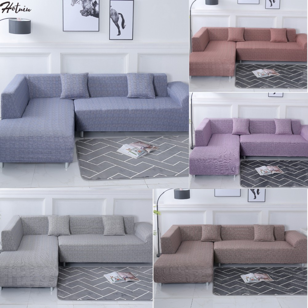 Bọc ghế sofa hình chữ L 1/2/3/4 Chỗ ngồi 1pc Vỏ bọc màu tinh khiết Ghế sofa L Hình dạng đàn hồi phổ quát