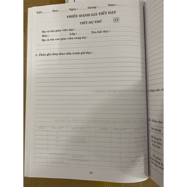 Sổ Dự Giờ Cấp 2,3