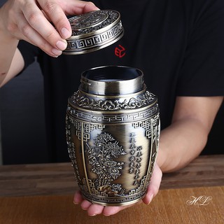 Lọ đựng chè đồng hoa văn cổ size To